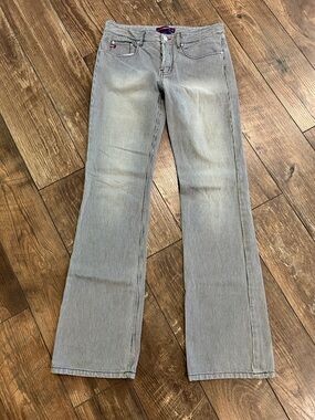 Y2K Vintage Pinstripe Railroad Low Rise Button Fly Bootcut Jeans